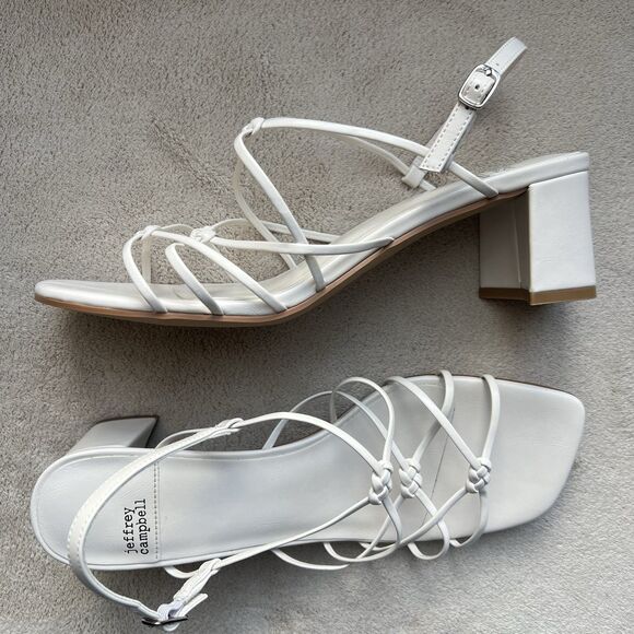 Jeffrey Campbell White Patent Leather Strappy Heeled Sandals Women US 9 Casual - Picture 14 of 14